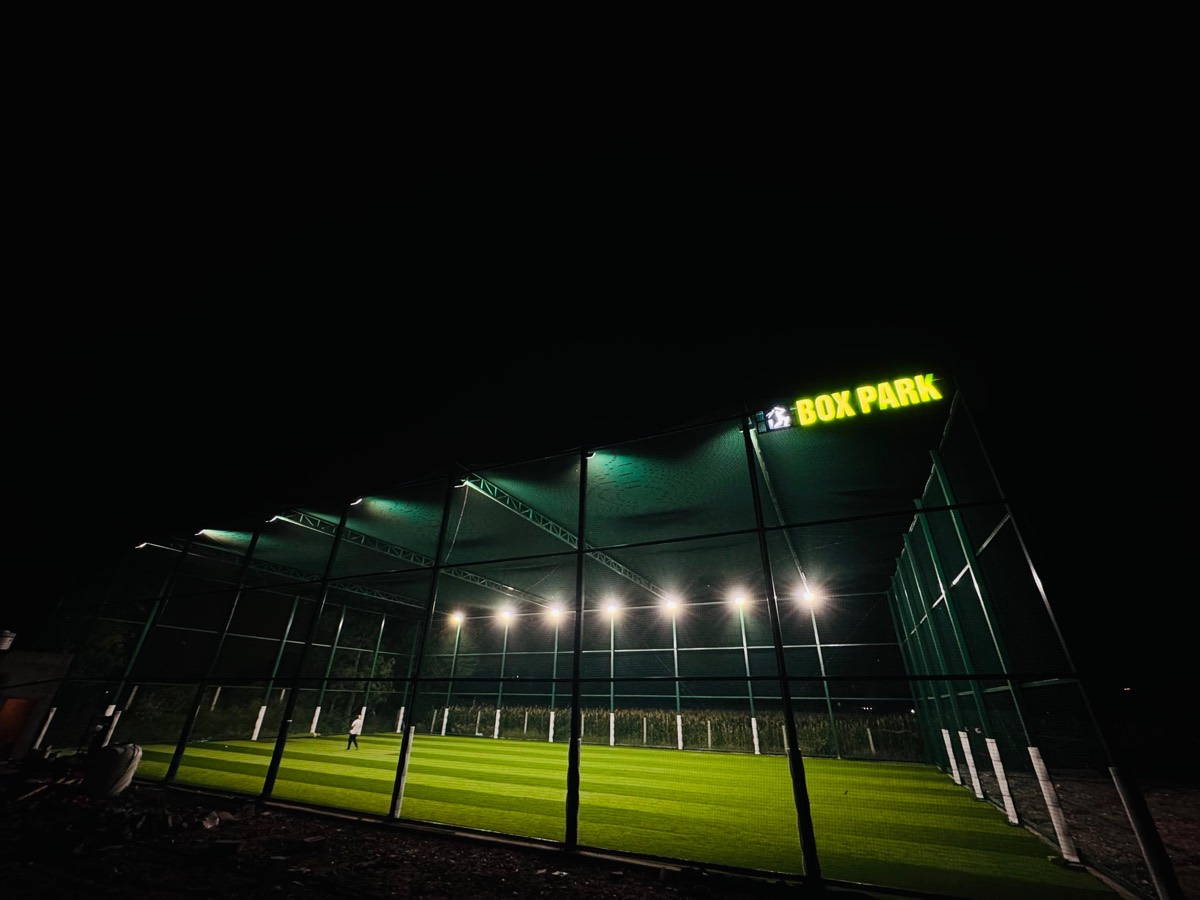 Boundary and floodlights