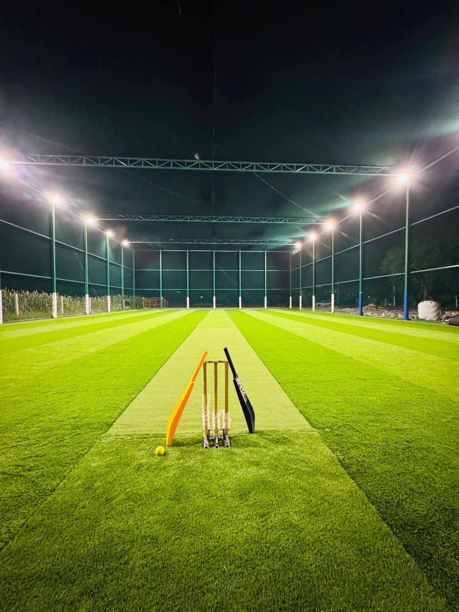 Cricket set up on turf