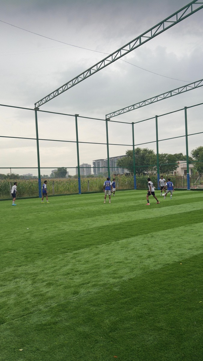 Football match on the turf